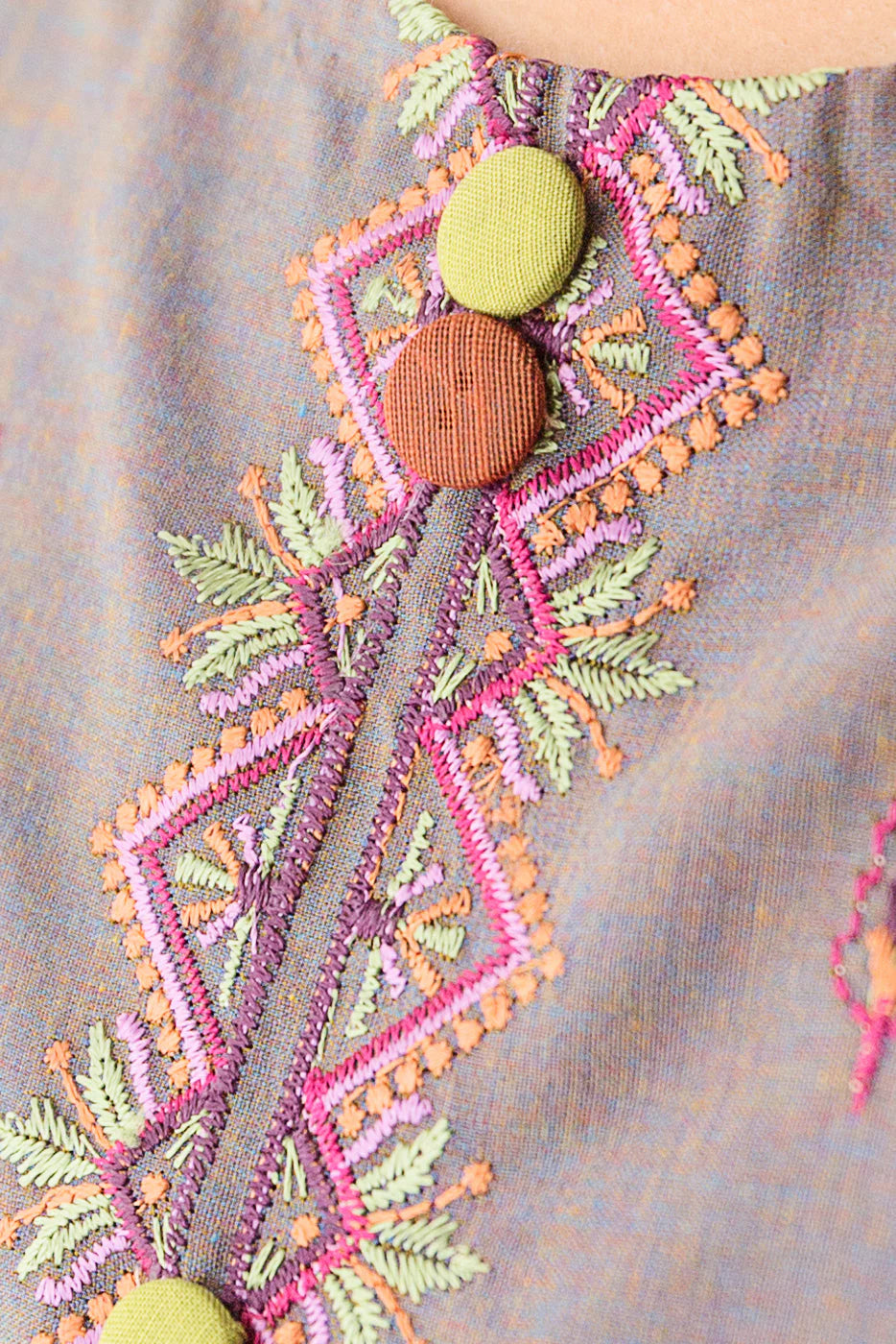 3 PIECE - EMBROIDERED TWO TONE SUIT - DUSTY FIELD (UNSTITCHED)