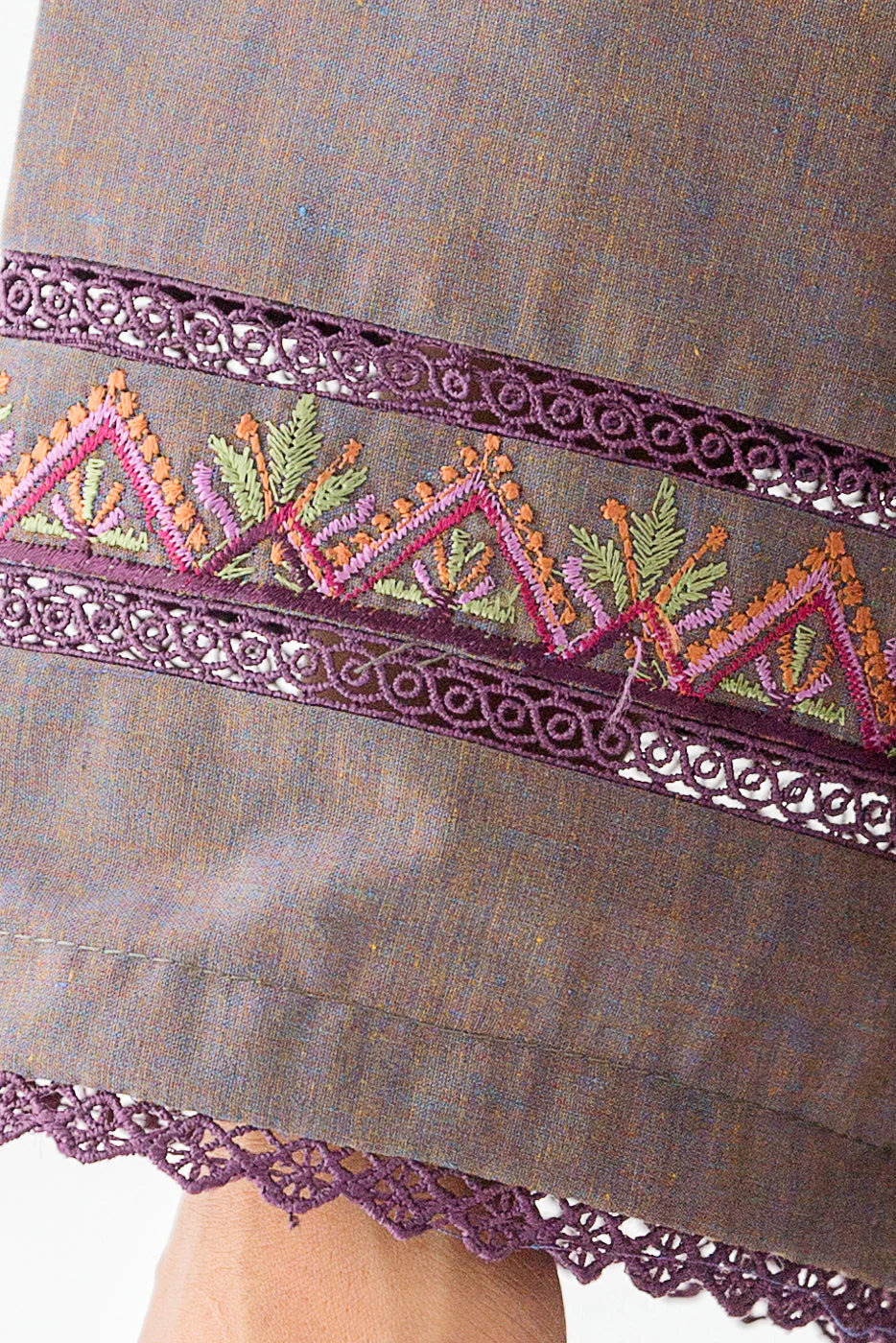 3 PIECE - EMBROIDERED TWO TONE SUIT - DUSTY FIELD (UNSTITCHED)