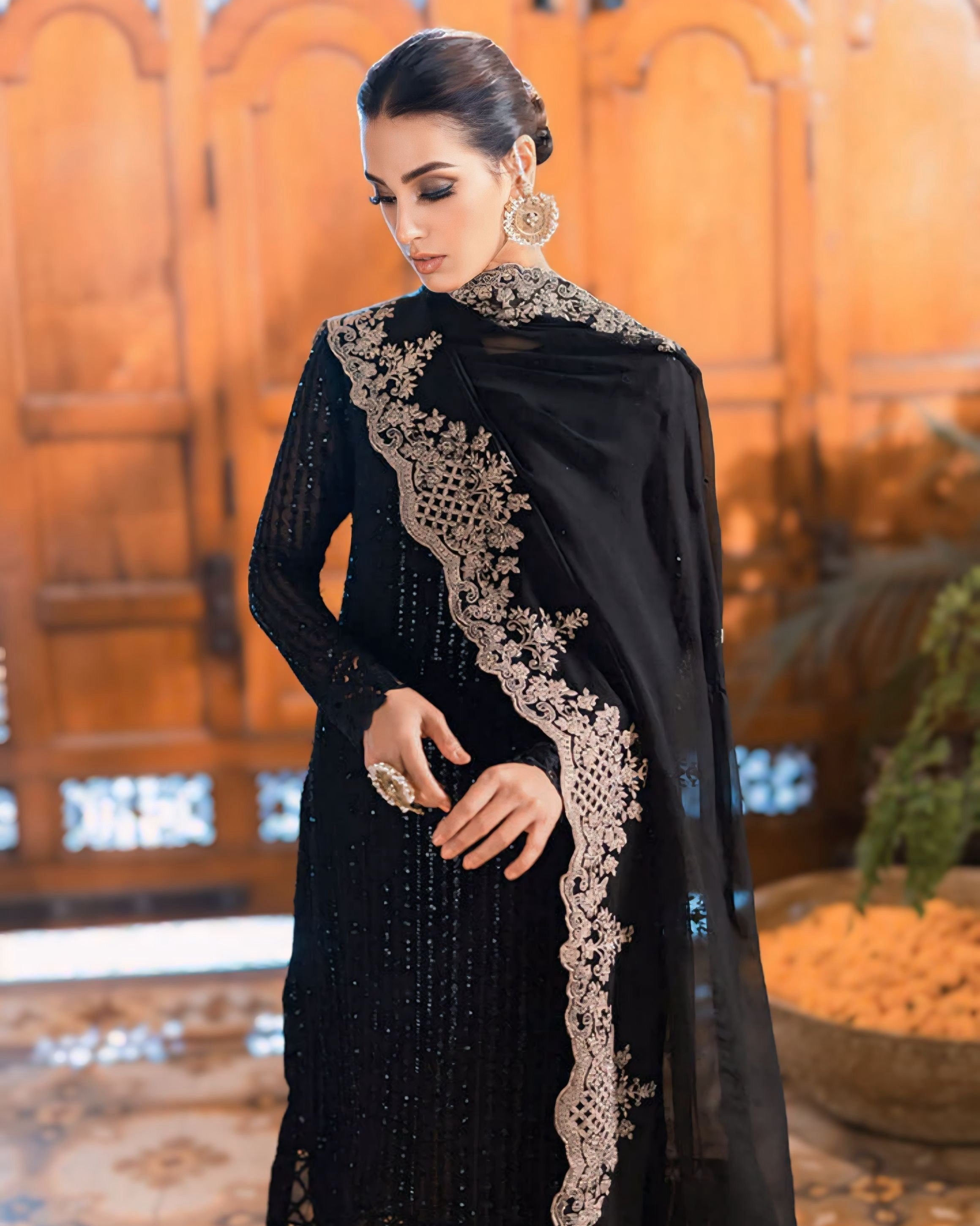 Best Selling - Onyx Dove - 3 PC Embroidered Suit
