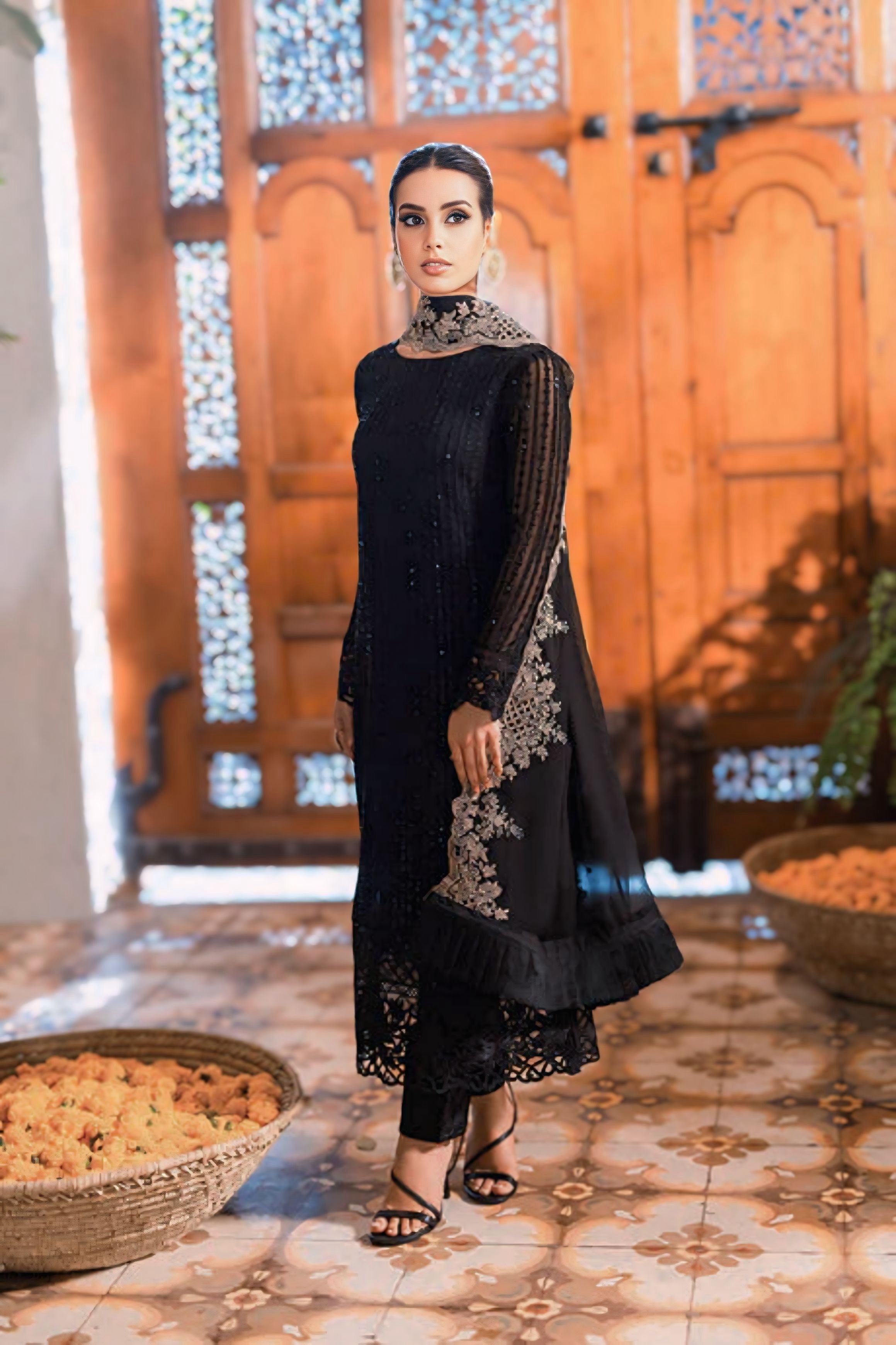Best Selling - Onyx Dove - 3 PC Embroidered Suit