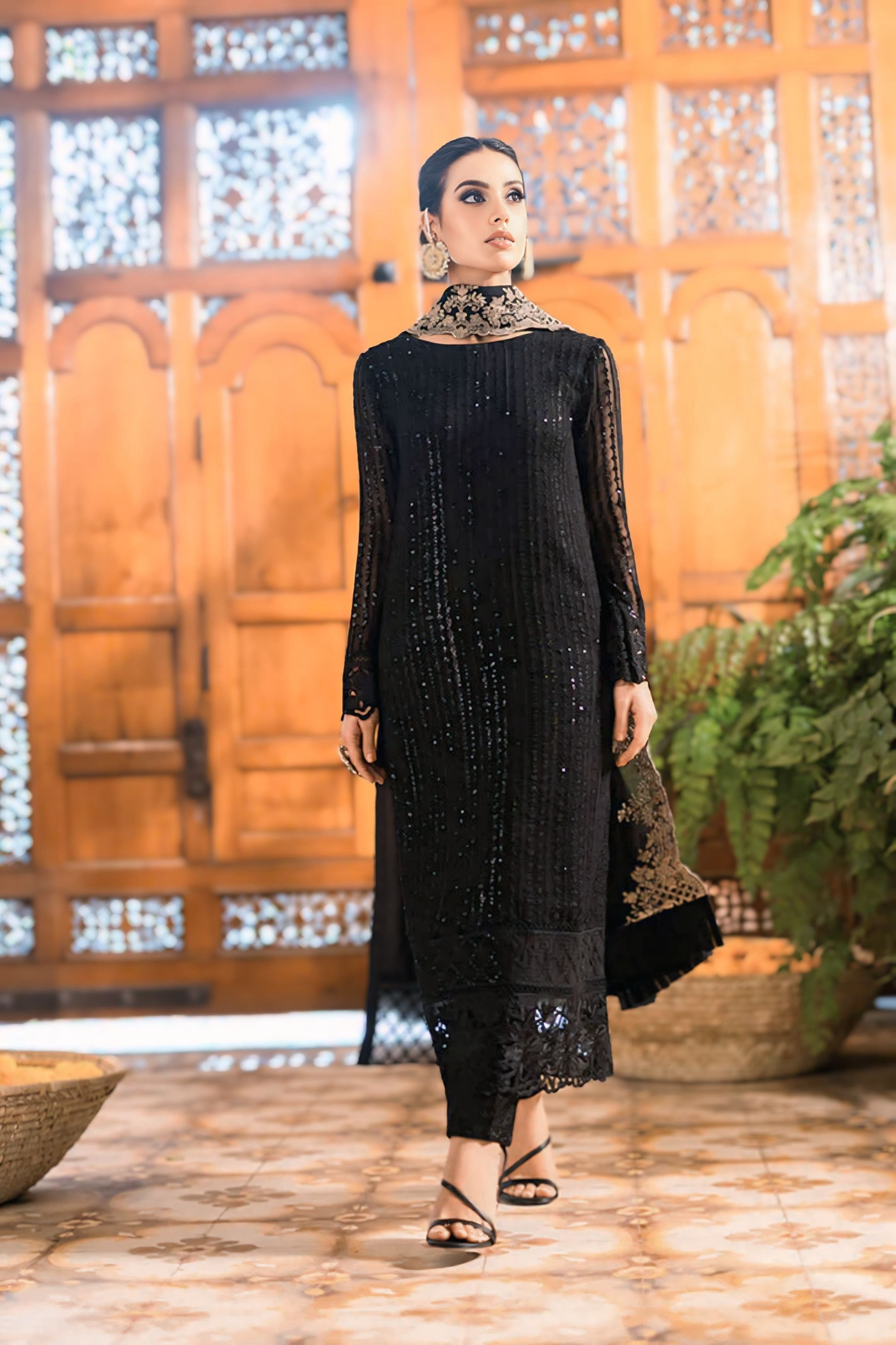 Best Selling - Onyx Dove - 3 PC Embroidered Suit
