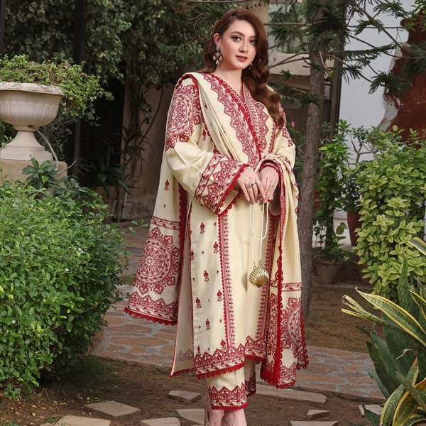Safa 3Pc- Embroidered Dress