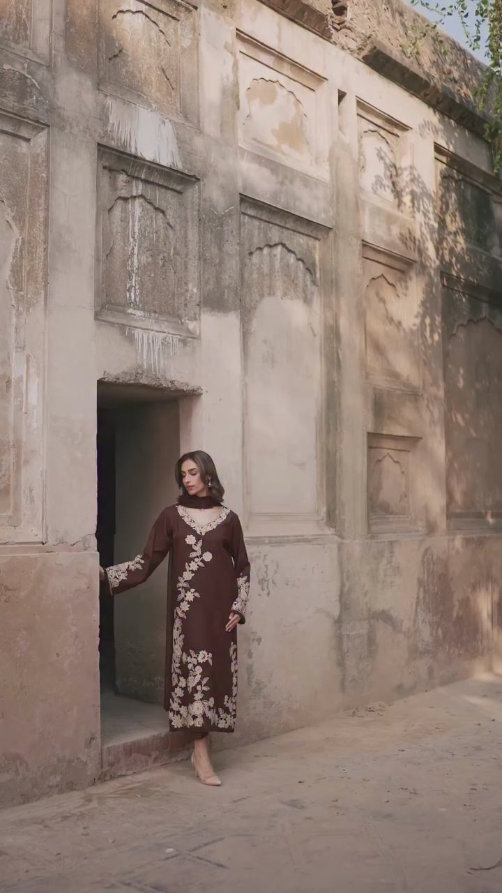 Mahzaib - 3pc Embroidred Suit - Premium Fabric