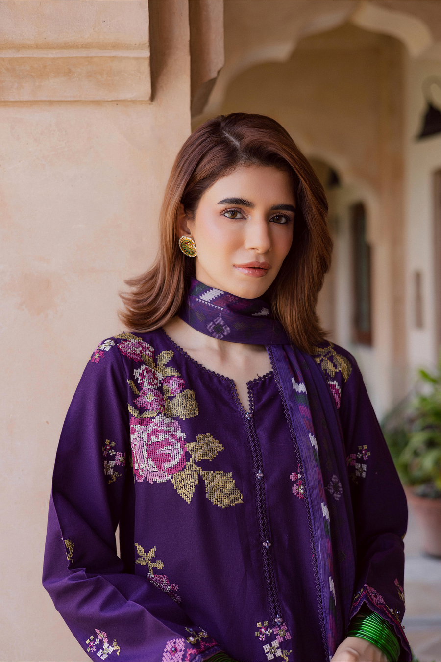 Nate Stitch 3Pc-Embroidered Dress