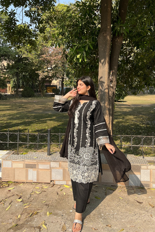 Luna 3Pc-Embroidered Dress