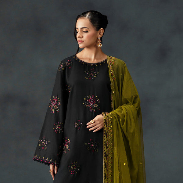Madiha 3Pc- Embroidered Dress