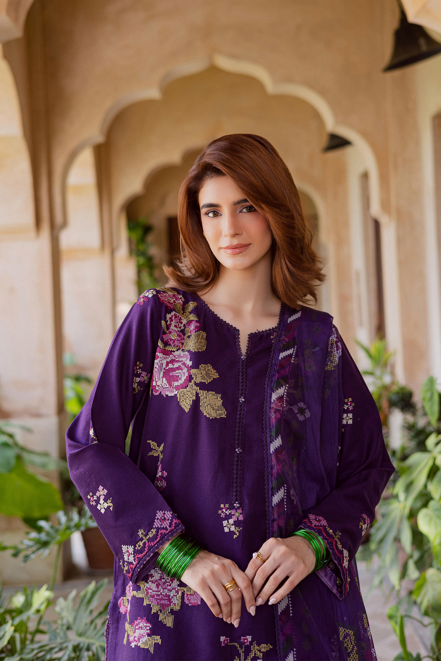 Nate Stitch 3Pc-Embroidered Dress